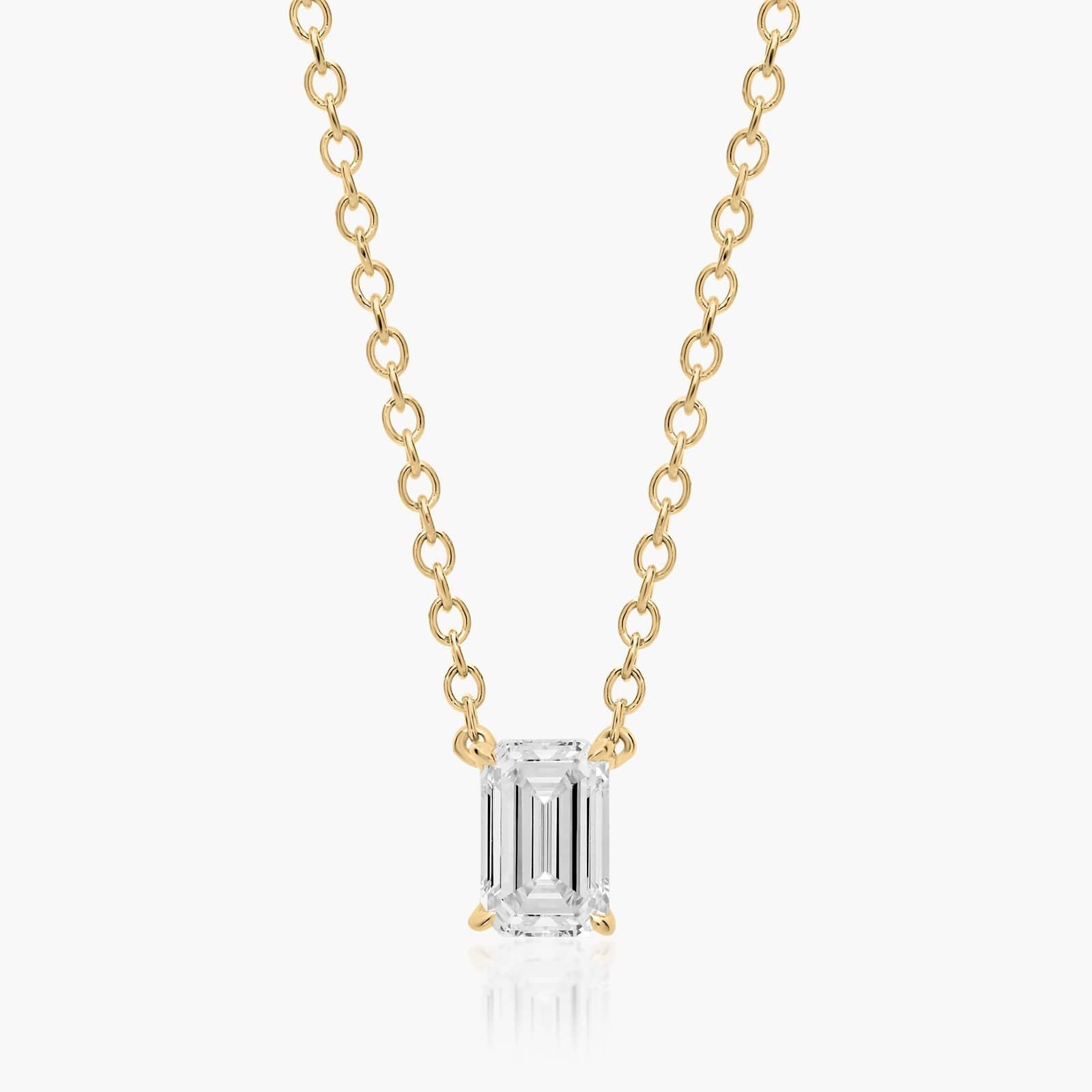 0.25 - 3.00 CT Emerald Cut Moissanite Diamond Solitaire Necklace