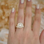 0.53 CT Round Cut Moissanite Sunflower Style Mosaic Engagement Ring
