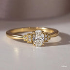 0.6 CT - 1.5 CT Oval Cut Milgrain Cluster Moissanite Engagement Ring