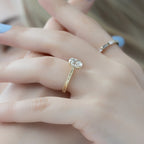 1.5 CT - 2.5 CT Oval Cut Hidden Halo Vintage Moissanite Engagement Ring