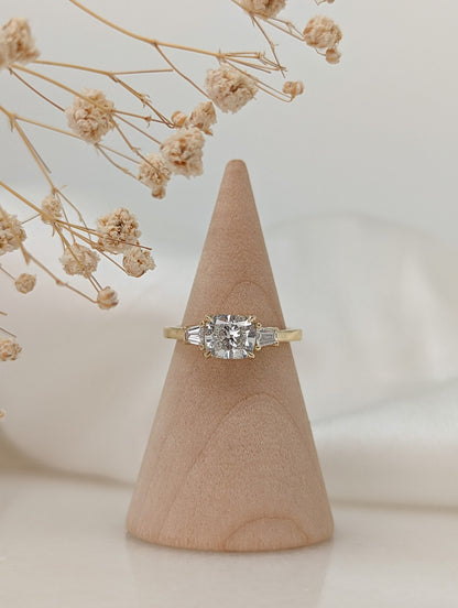 1 CT Elongated Cushion Cut Three Stone Moissanite Engagement Ring