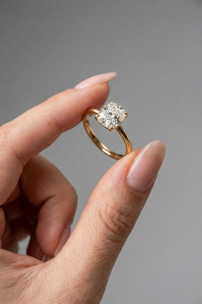 Elongated Cushion Cut Lab grown Diamond Solitaire Engagement Ring