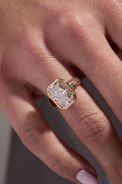 4 CT Radiant Cut Double Bezel Solitaire Moissanite Engagement Ring