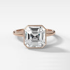 2 CT - 4 CT Asscher Cut Lab grown Diamond Solitaire Bezel Setting Engagement Ring