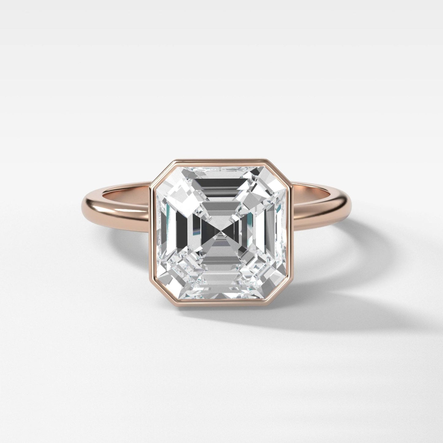 2 CT - 4 CT Asscher Cut Lab grown Diamond Solitaire Bezel Setting Engagement Ring