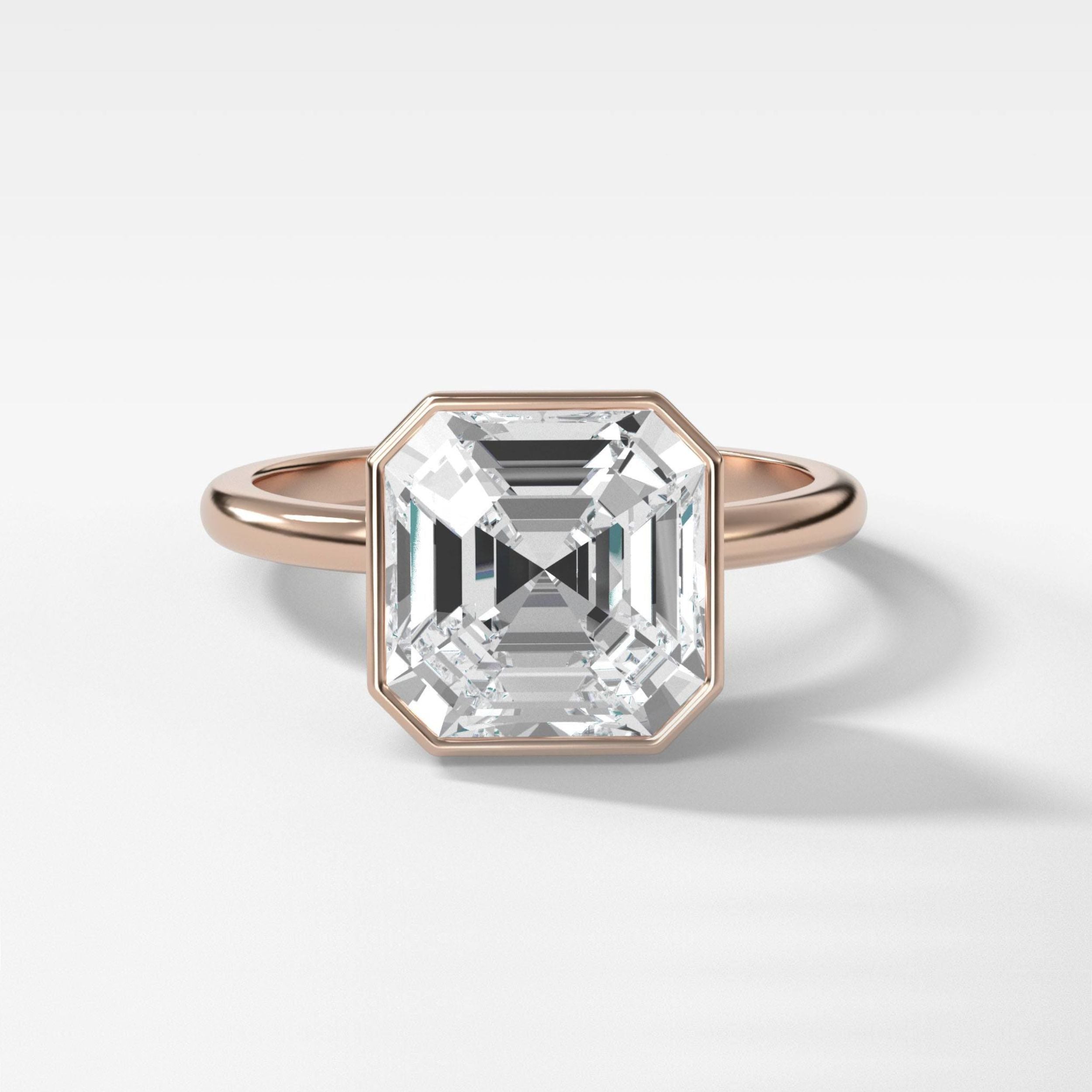 2 CT - 4 CT Asscher Cut Lab grown Diamond Solitaire Bezel Setting Engagement Ring
