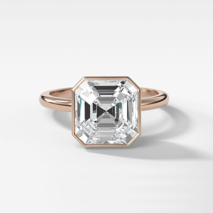 2 CT - 4 CT Asscher Cut Lab grown Diamond Solitaire Bezel Setting Engagement Ring