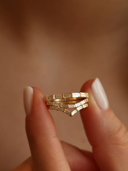 0.63 TCW Baguette CVD Diamond Half Eternity Wedding Band