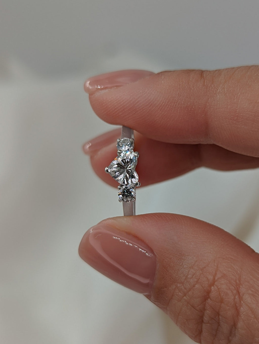 0.5 CT Heart Cut Three Stone Moissanite Engagement Ring