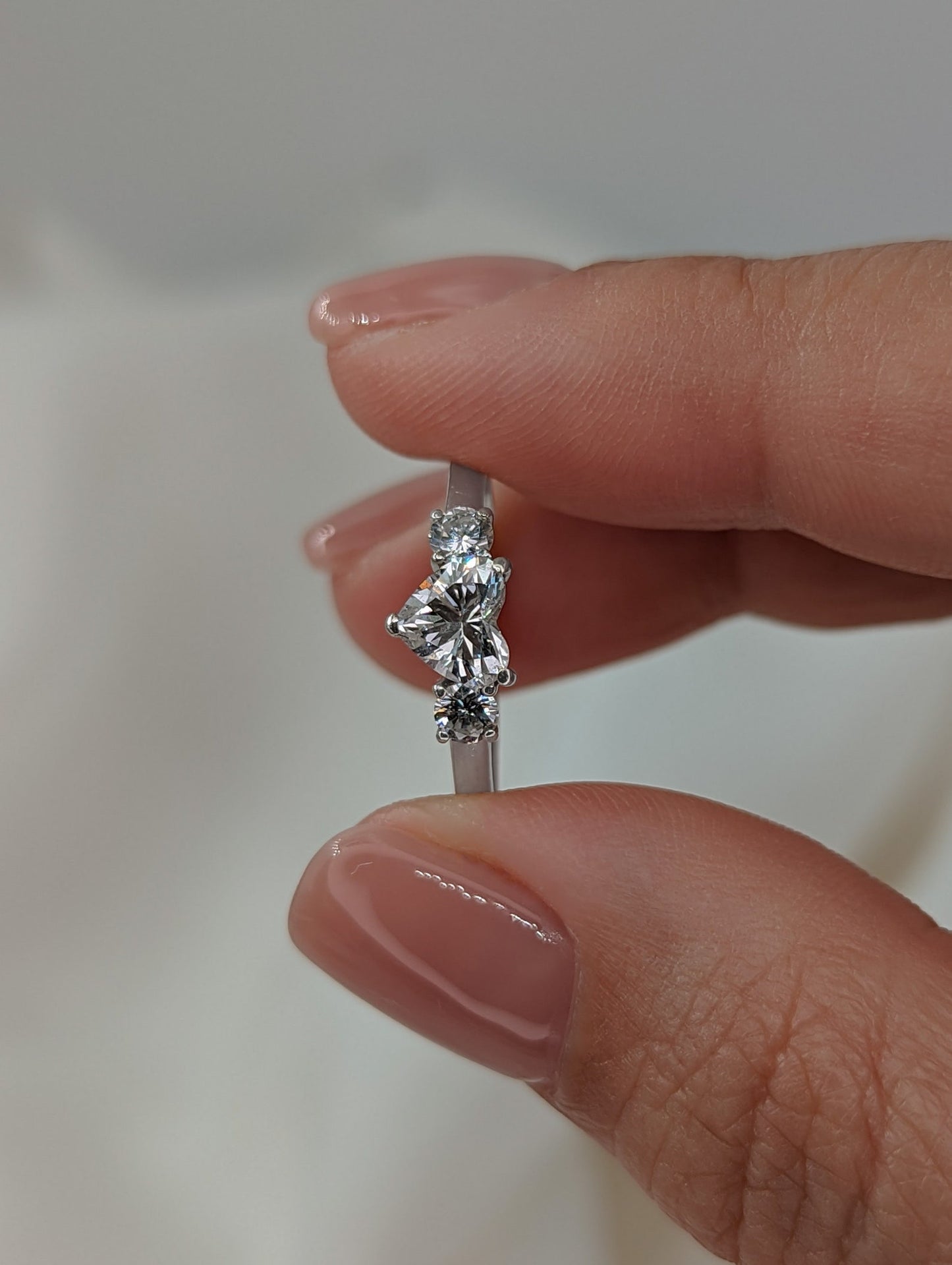 0.5 CT Heart Cut Three Stone Moissanite Engagement Ring