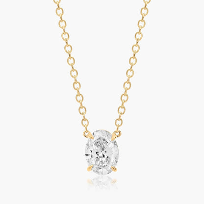 0.25 - 3.00 CT Oval Cut Moissanite Diamond Solitaire Necklace