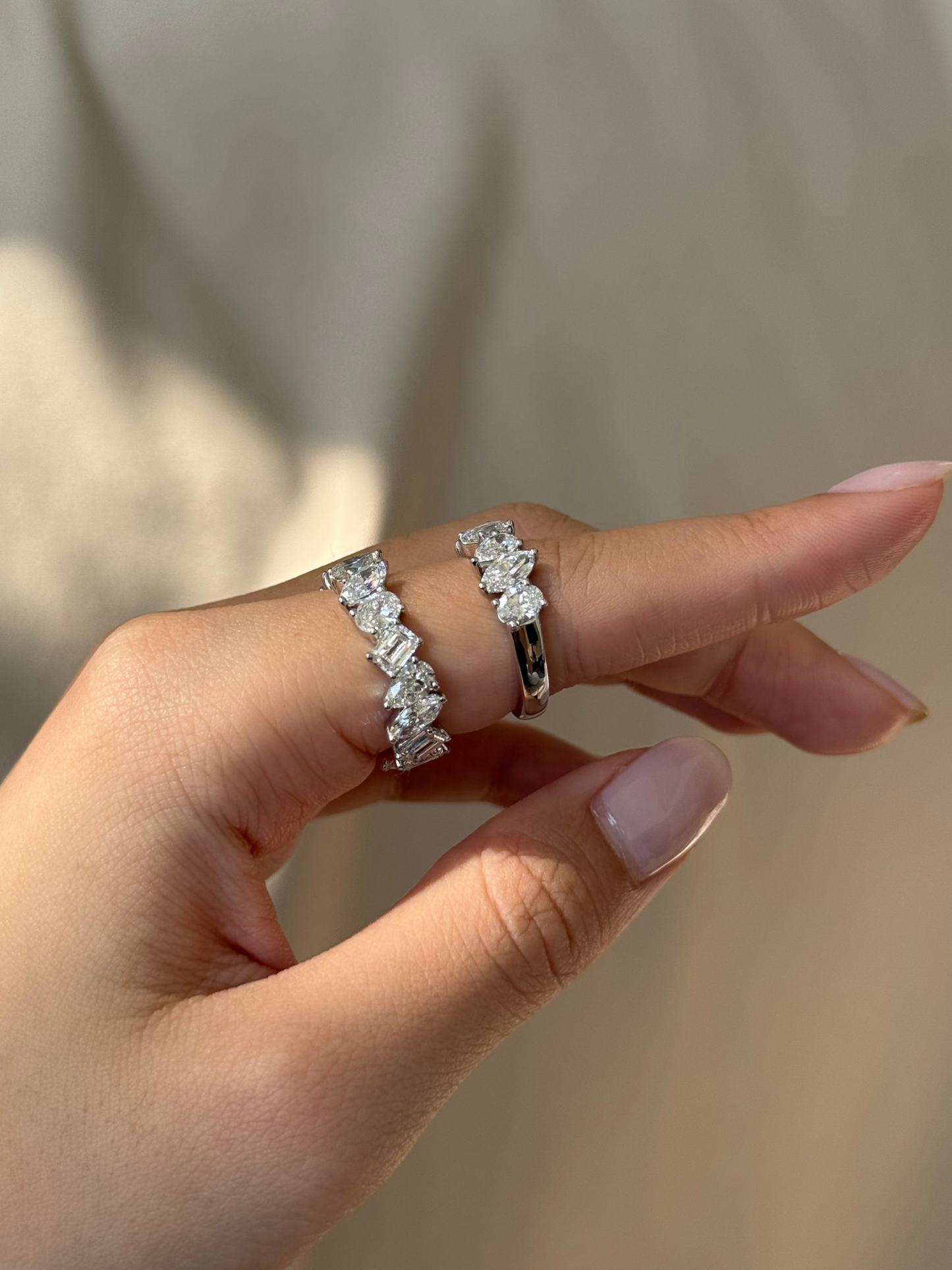 1.91 TCW Mix Fancy CVD Diamond Half Eternity Wedding Band