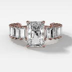 2 CT - 3 CT Radiant Cut Lab grown Diamond Pave Engagement Ring