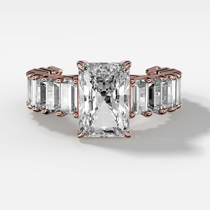 2 CT - 3 CT Radiant Cut Lab grown Diamond Pave Engagement Ring