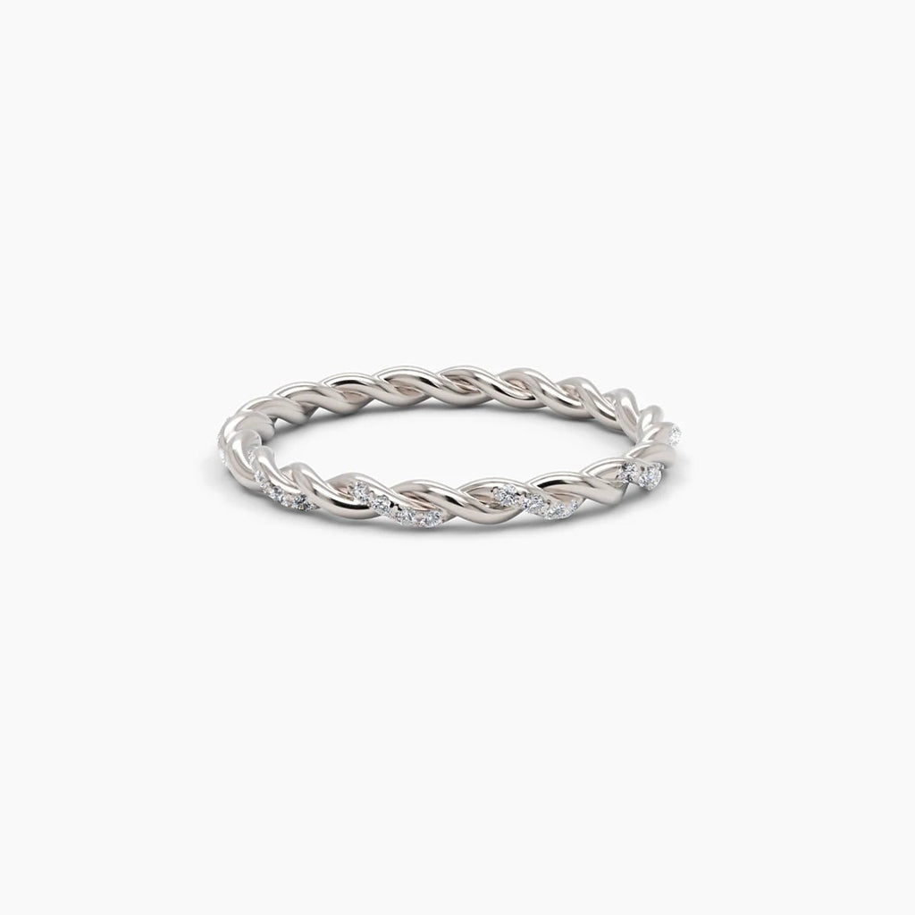 0.14 TCW Round Moissanite Twisted Full Eternity Wedding Band