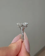 1.48 CT Pear & Cushion Lab grown Diamond Engagement Ring
