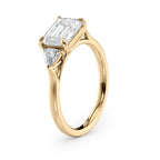 1.5 CT Emerald Cut Three Stone Moissanite Engagement Ring
