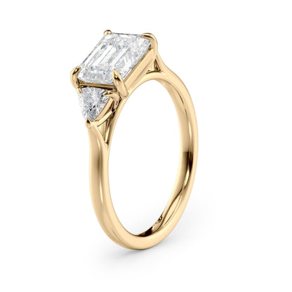 1.5 CT Emerald Cut Three Stone Moissanite Engagement Ring