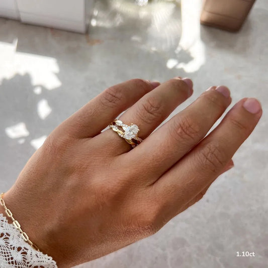1.1 CT - 2 CT Oval Cut Twisted Pave Moissanite Engagement Ring