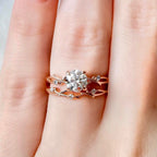 2.0 CT Oval Cut Moissanite Half Eternity Nature Inspired Bridal Set