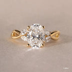 1.9 CT - 2.9 CT Oval Cut Twisted Cluster Moissanite Engagement Ring