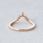 0.12 TCW Marquise & Round Moissanite V-Shape Pave Wedding Band