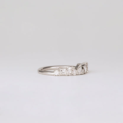 0.57 TCW Multi Shape CVD Diamond Cluster Pave Wedding Band