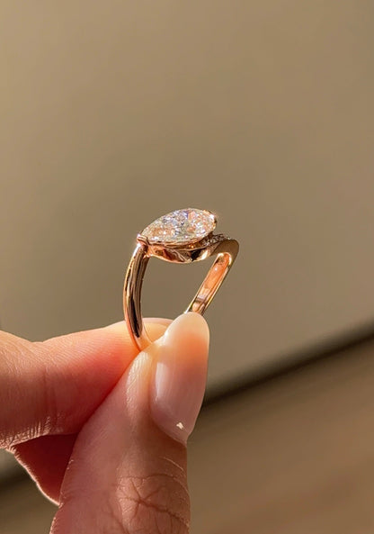 1.54 CT Pear Cut Lab grown Diamond Twisted Pave Engagement Ring