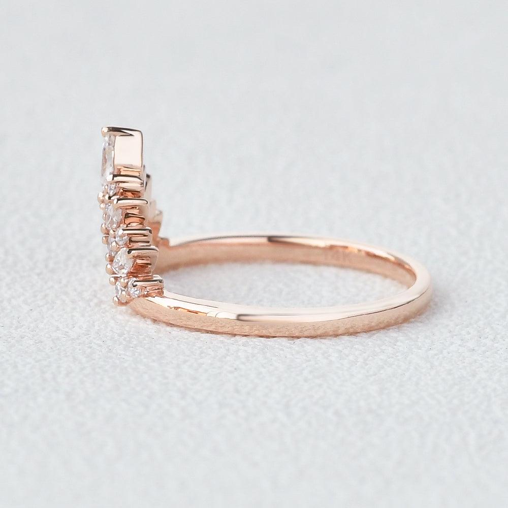 0.15 TCW Marquise & Round Moissanite Cluster Curved Wedding Band