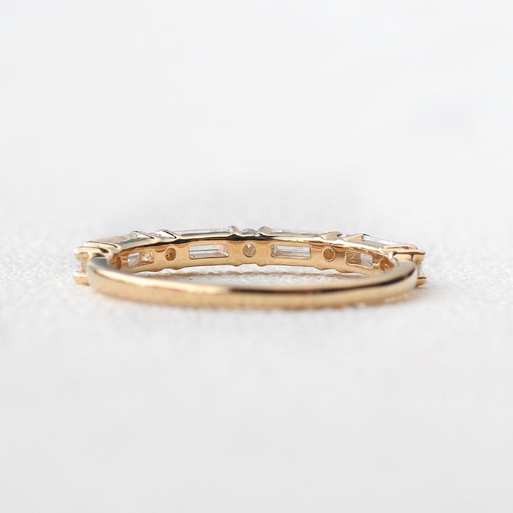 0.2 TCW Baguette & Round Moissanite Half Eternity Wedding Band