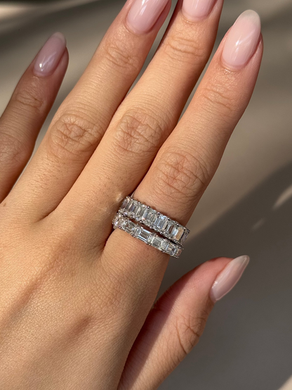 2.31 TCW Emerald CVD Diamond Half Eternity Wedding Band