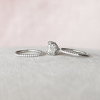 2.0 CT Cushion Cut Hidden Halo Moissanite Eternity Bridal Set