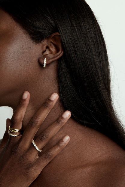 0.65 TCW Round Moissanite Half Eternity Wedding Band