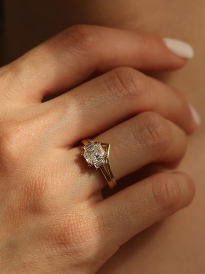 1.2 CT - 3.2 CT Radiant Cut Lab grown Diamond Three Stone Engagement Ring