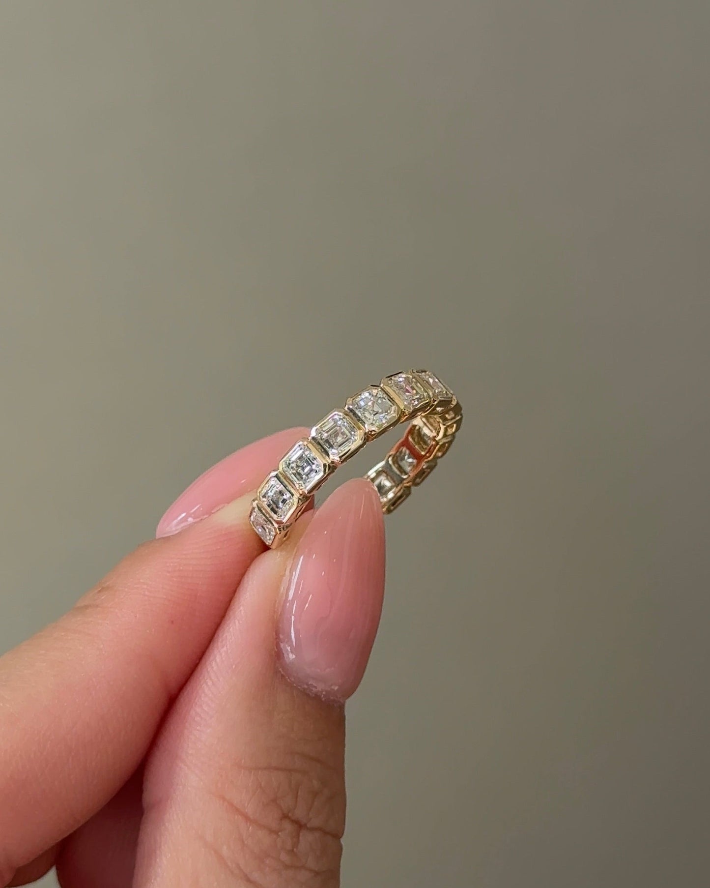 2.09 TCW Asscher CVD Diamond Half Eternity with Bezel Wedding Band