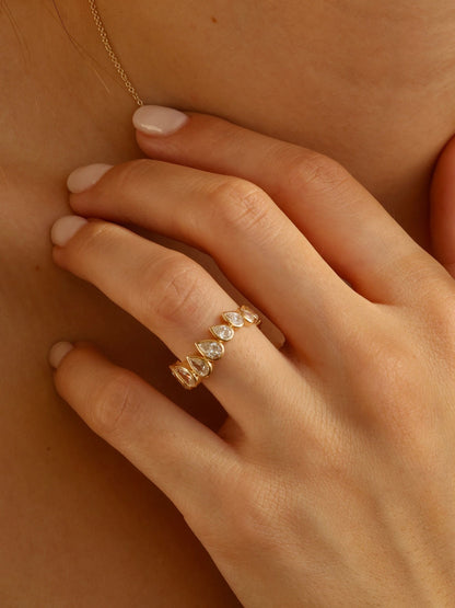 3.2 TCW Pear CVD Diamond Bezel Eternity Wedding Band