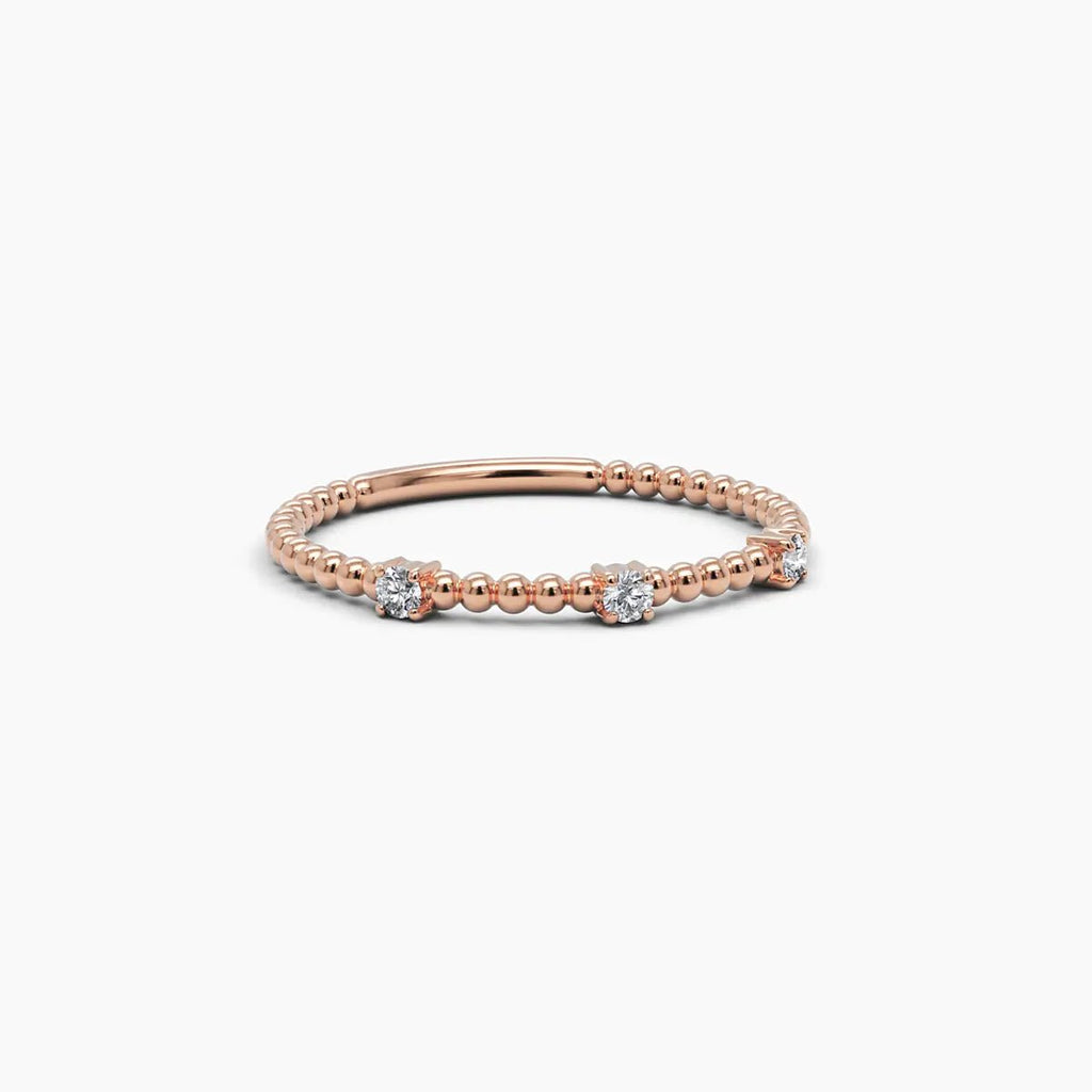 0.075 TCW Round Moissanite Dainty Style Unique Wedding Band
