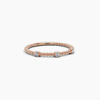 0.075 TCW Round Moissanite Dainty Style Unique Wedding Band