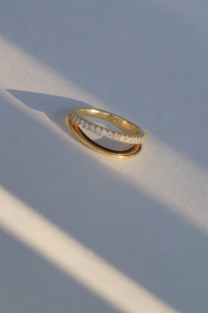 0.28 TCW Round Moissanite Double Band Half Eternity Wedding Band