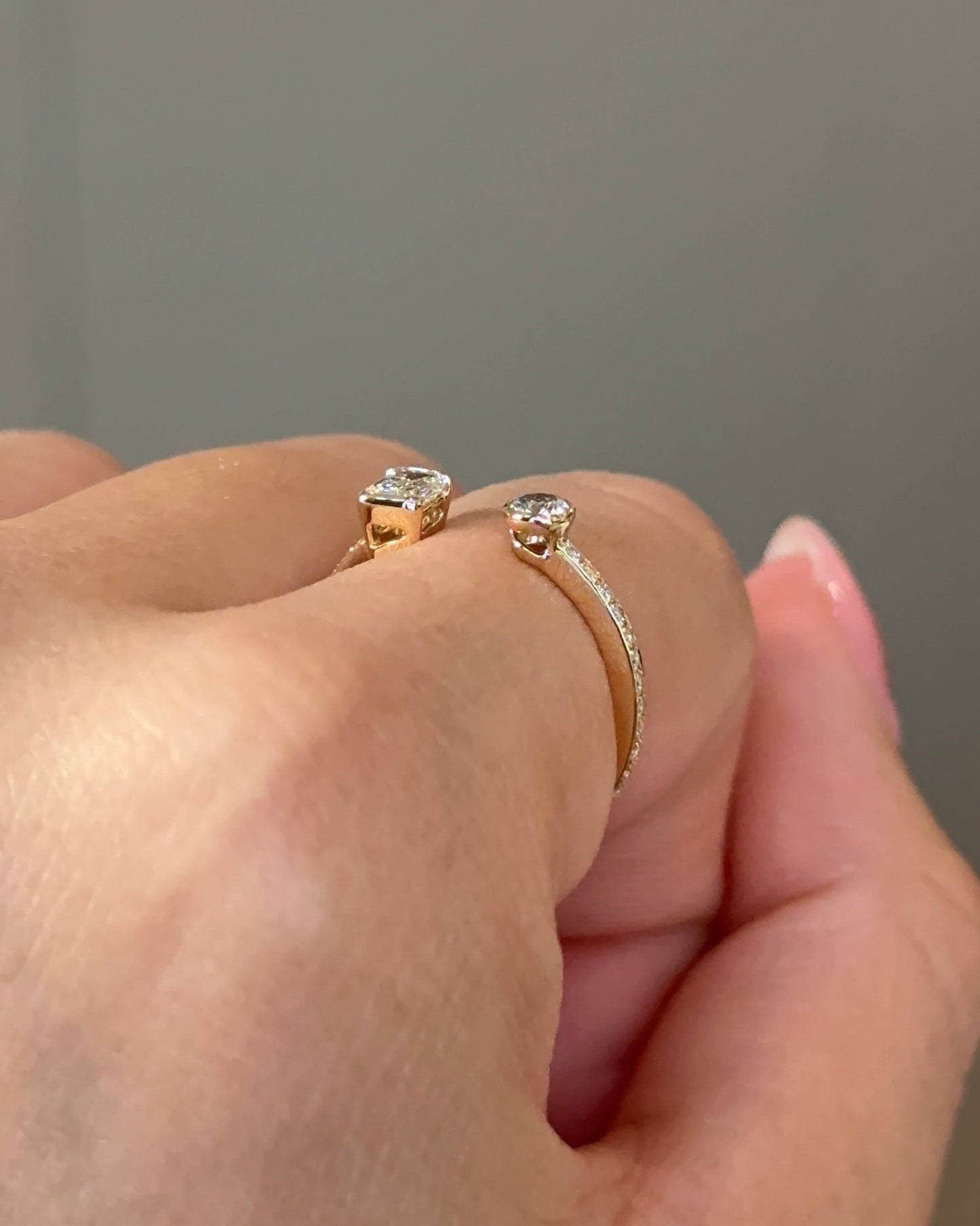 0.56 TCW Emerald & Round CVD Diamond Bezel with Open Cuff Wedding Band