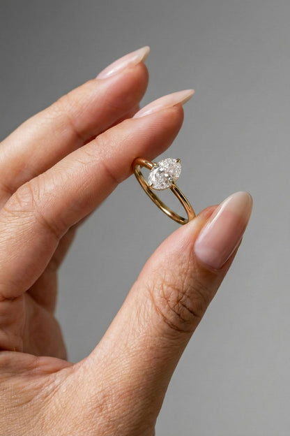 Oval Cut Lab grown Diamond Solitaire Engagement Ring