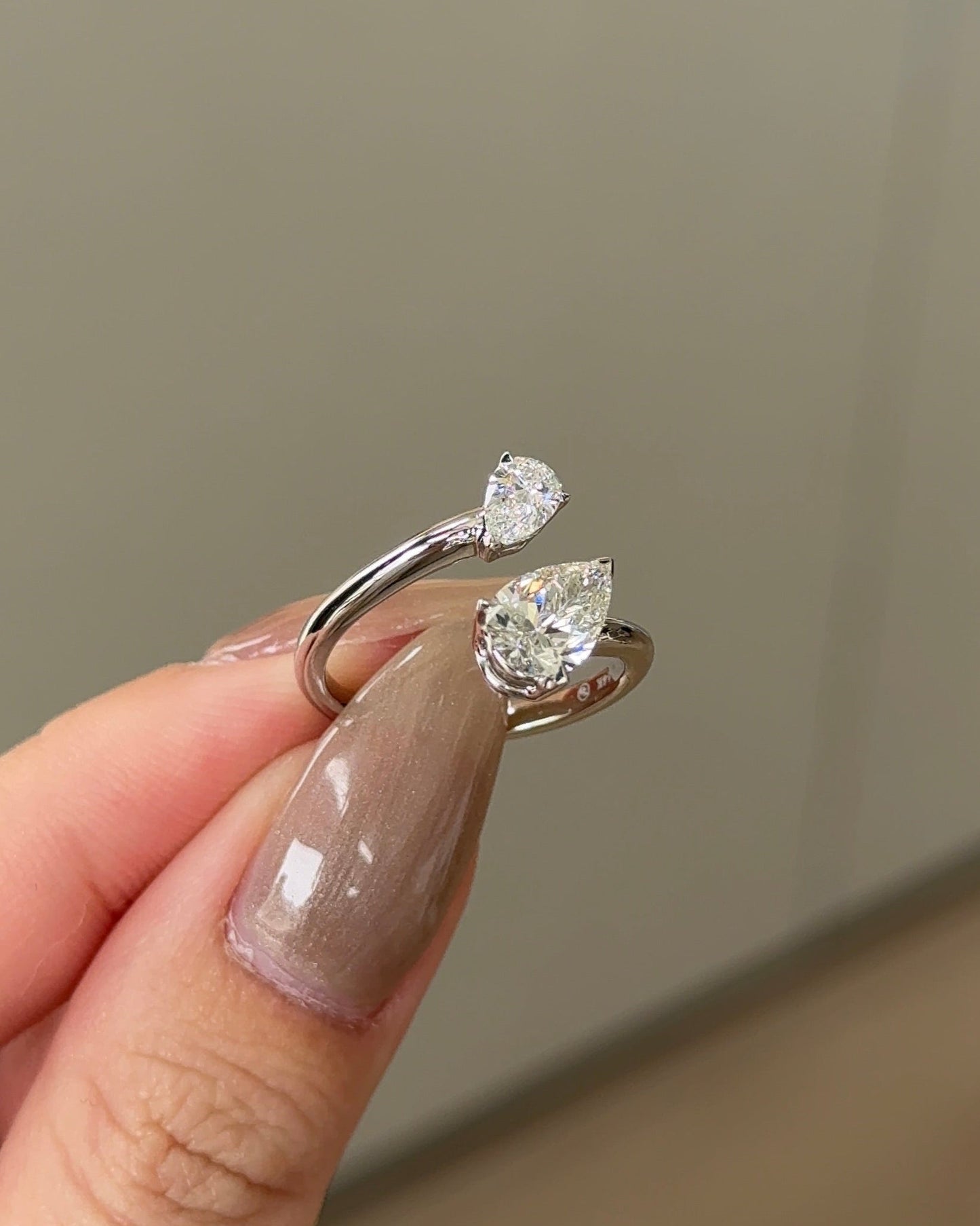 1.02 TCW Pear CVD Diamond Open Cuff Wedding Band