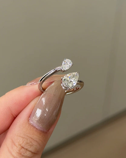 1.02 TCW Pear CVD Diamond Open Cuff Wedding Band
