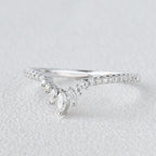 0.23 TCW Marquise & Round Moissanite V-Shape Pave Wedding Band