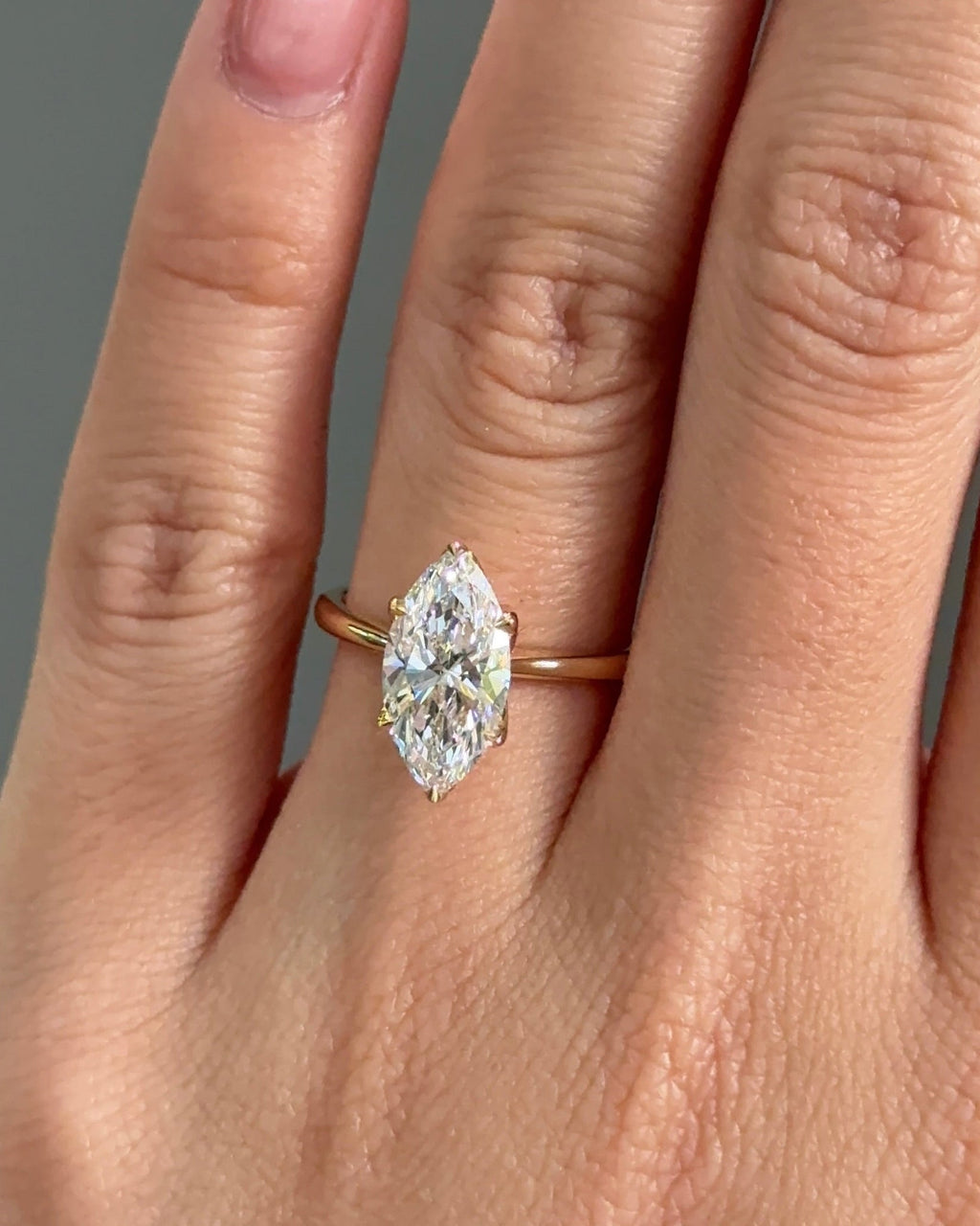 2.1 CT Marquise Cut Lab grown Diamond Floral Solitaire Engagement Ring