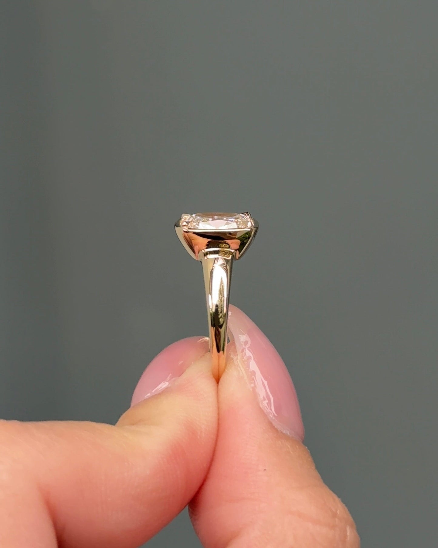 2.13 CT Cushion Cut Lab grown Diamond Bezel Engagement Ring