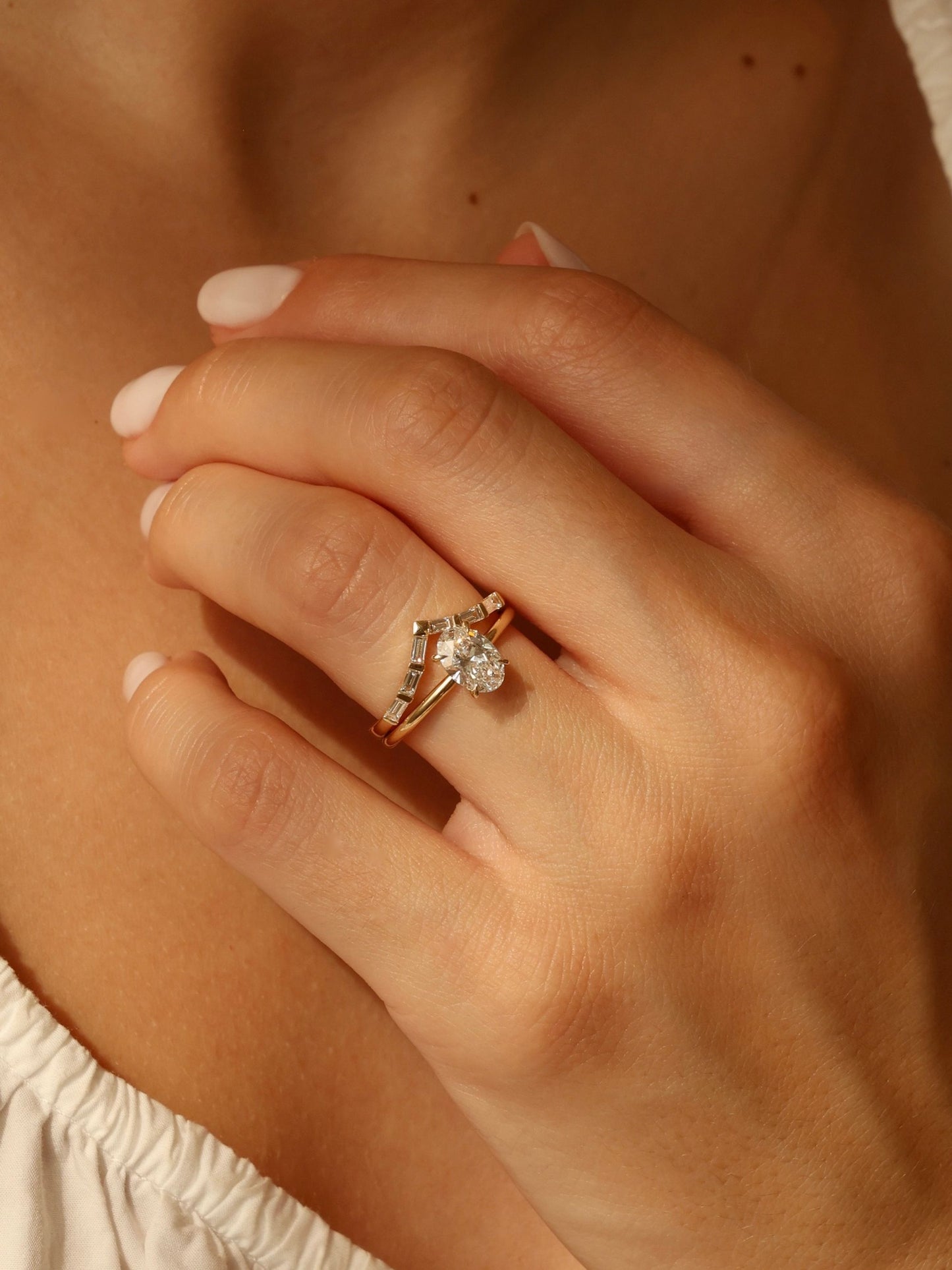 0.3 TCW Baguette CVD Diamond V-Shaped Wedding Band