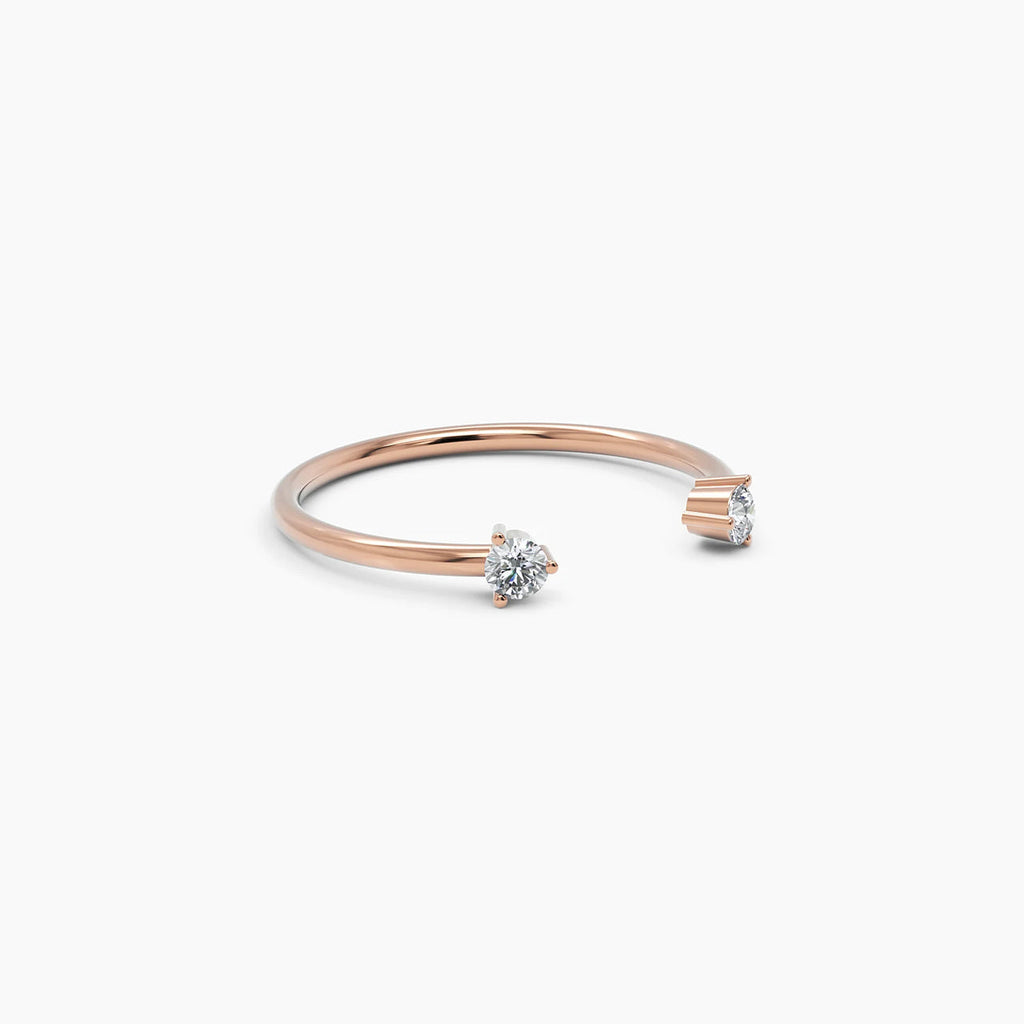 0.09 TCW Round Moissanite Open Cuff Wedding Band