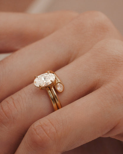 1 CT - 3 CT Oval Cut Lab grown Diamond Bypass Side Stone Engagement Ring