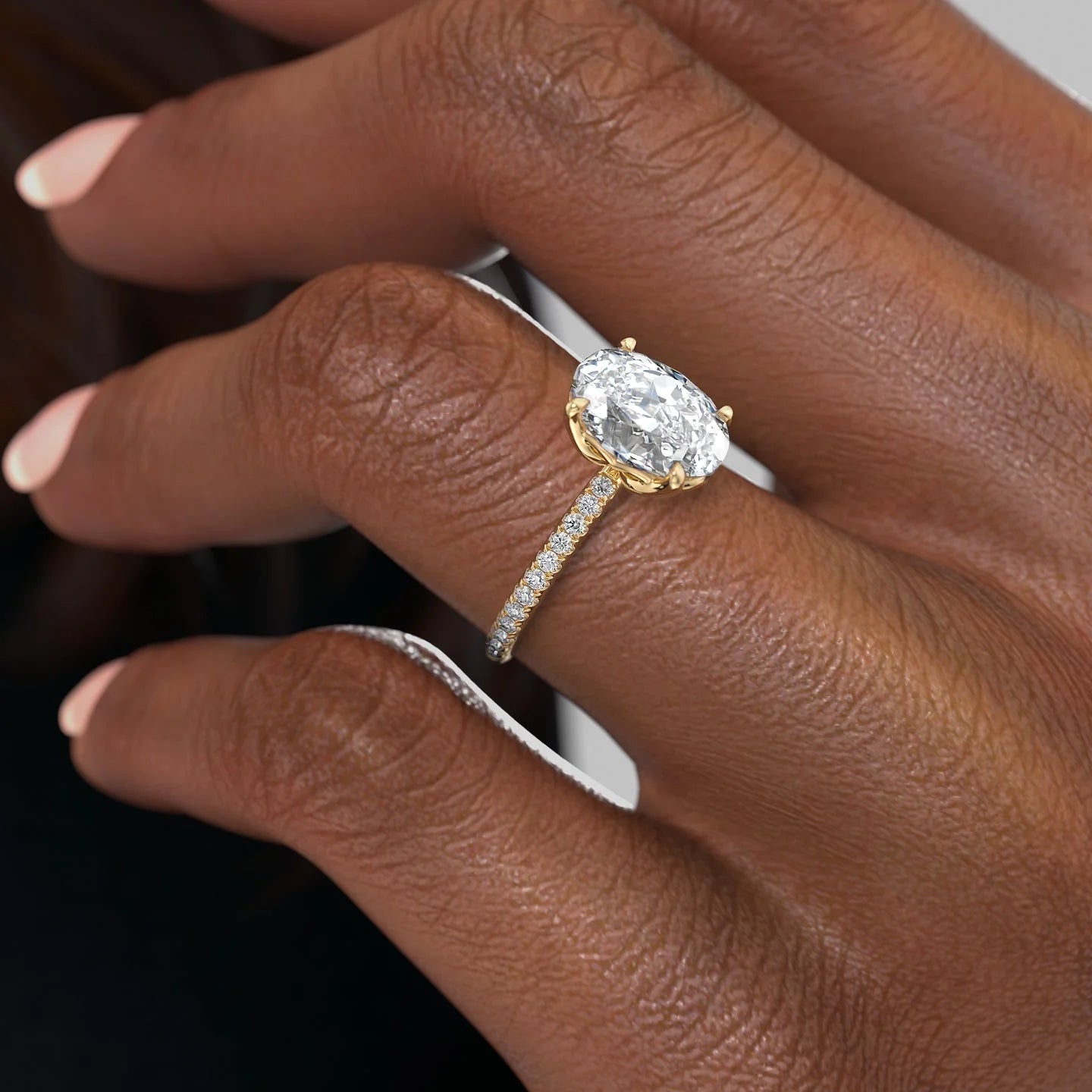 2 CT - 3 CT Oval Cut Pave Moissanite Engagement Ring